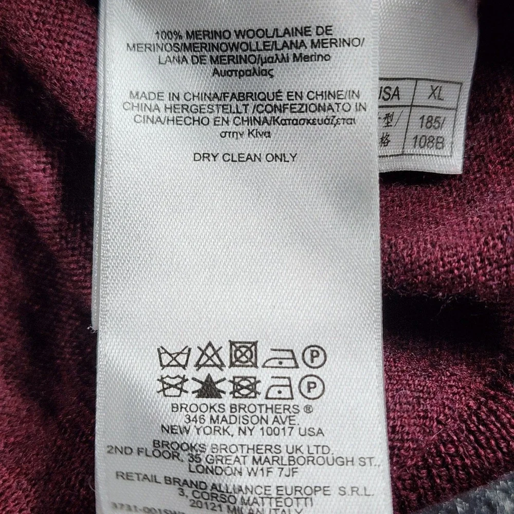 Brooks Brothers Merino Wool Long Sleeve Polo Sweater Mens XL Burgundy 100006514